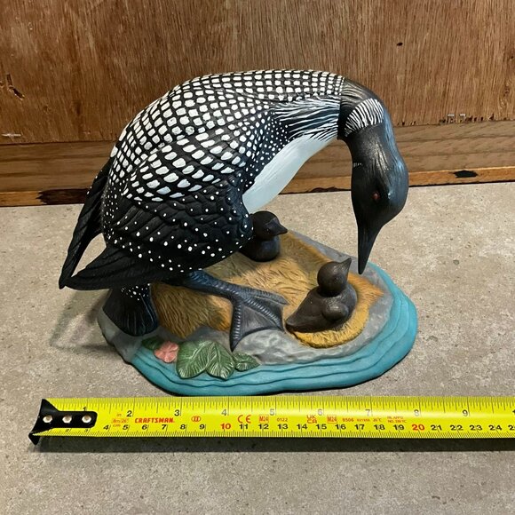 Ceramic Loon Mother & Chicks Sculpture - Picture 10 of 10